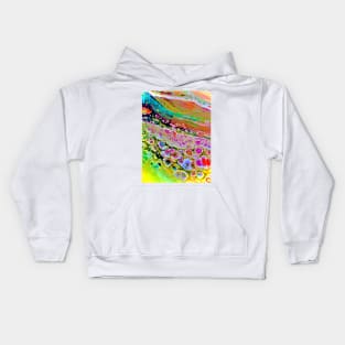 Rainbow acrylic pouring art Kids Hoodie